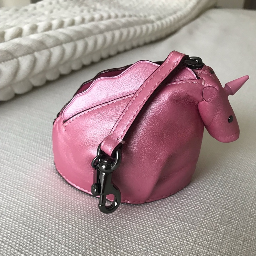 Coach Uni Coin Case, Pink Leather Unicorn Bag Charm Coin Case - Picture 3 of 16